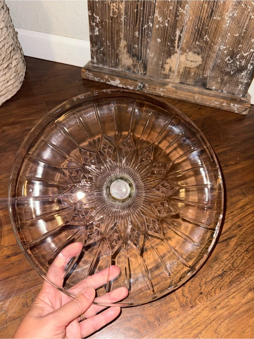 Vintage Pedestal Cake Stand With Etched Floral Lid